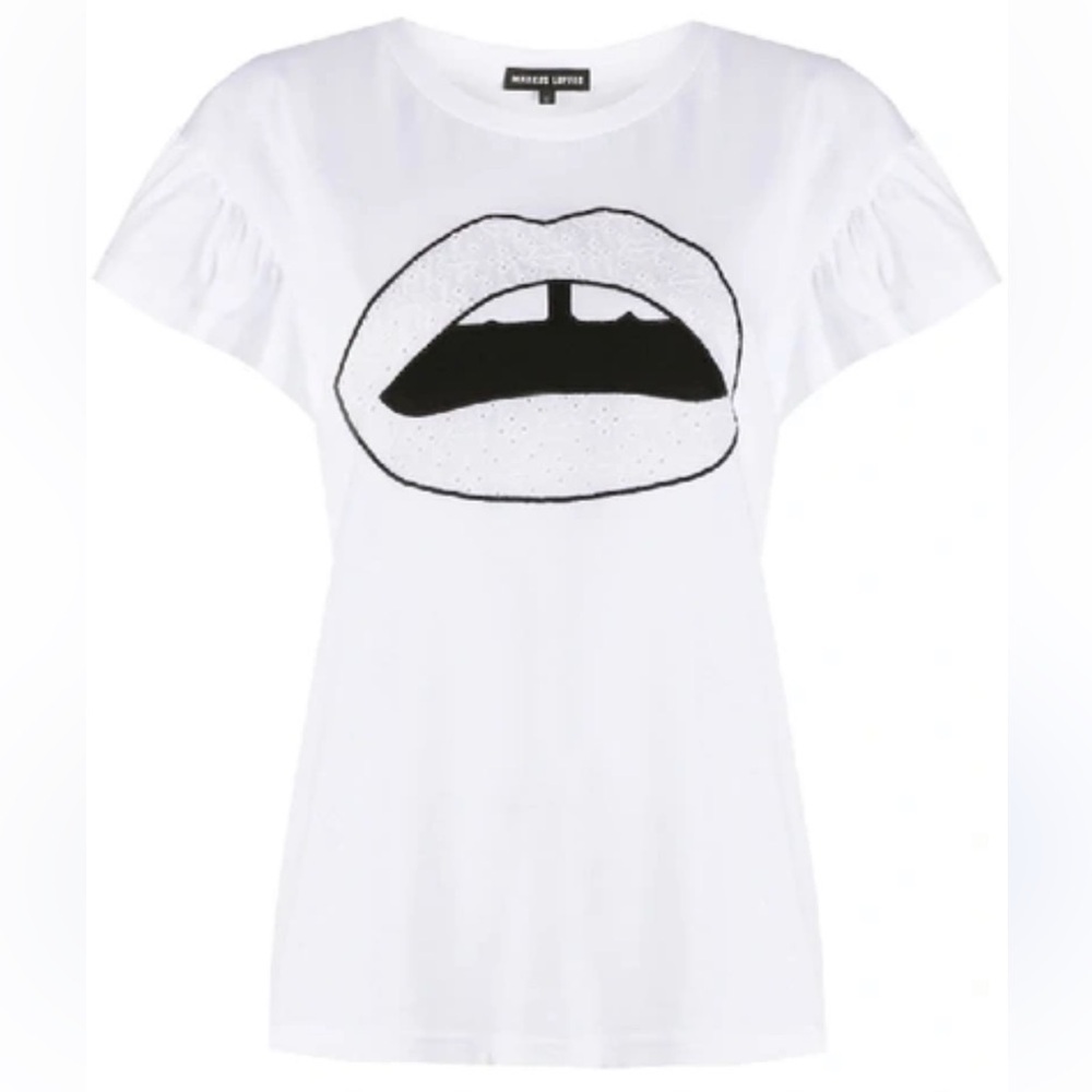 Markus Lupfer Nadia Broderie Anglais-lip T-shirt In White. Size Xs